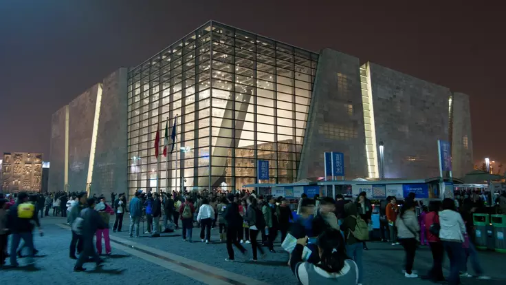 Terziario padiglione italiano vimar expo shangai struttura in notturna