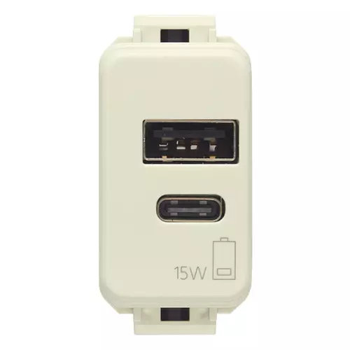 Vimar - 10292.AC.15 - USB-Netzgerät A+C 5V 3A 15W 1M