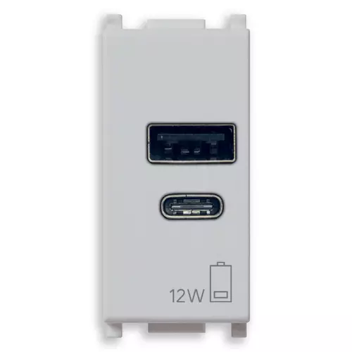 Vimar - 14292.AC.SL - Μονάδα τροφοδ.USB A+C 12W2,4A5V 1 Silver