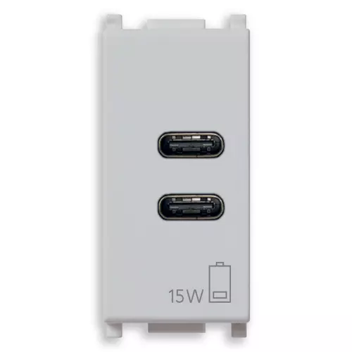 Vimar - 14292.CC.SL - C+C-USB supply unit 15W 3A 5V 1M Silver