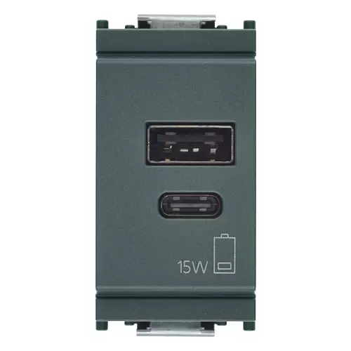 Vimar - 16292.AC.15 - Alimentation USB A+C 5V 3A 15W 1M gris