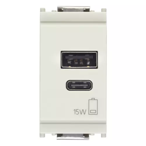 Vimar - 16292.AC.15.B - Alimentatore USB A+C 5V 3A 15W 1M bianco