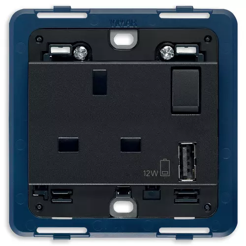 Vimar - 19223.A - 2P+E 13A BS socket+switch+A-USB grey