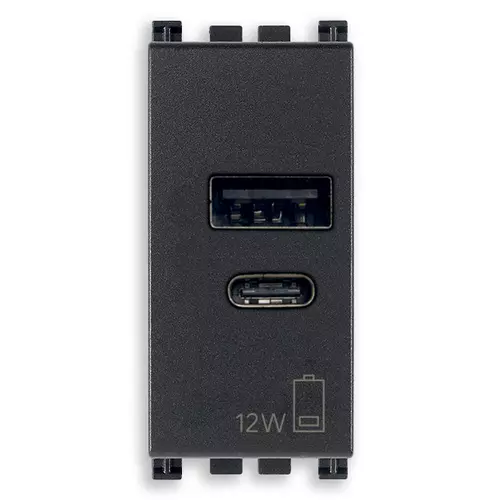 Vimar - 19292.AC - A+C-USB supply unit 12W2,4A5V 1M grey