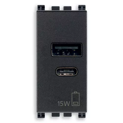 Vimar - 19292.AC15AB - A+C-USB power unit 15W5V1M antibact grey