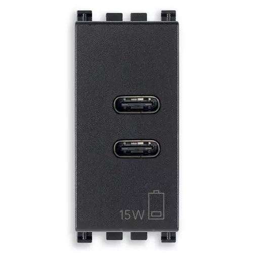 Vimar - 19292.CC - C+C-USB supply unit 15W 3A 5V 1M grey