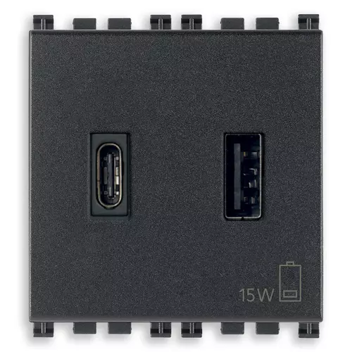 Vimar - 19295.AC - A+C-USB supply unit 15W 3A 5V 2M grey