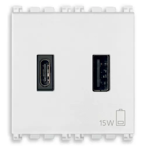Vimar - 19295.AC.B - A+C-USB supply unit 15W 3A 5V 2M white