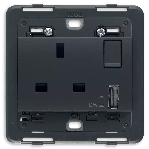 Vimar - 20223.A - 2P+E13ABS socket+switch +A-USB grey