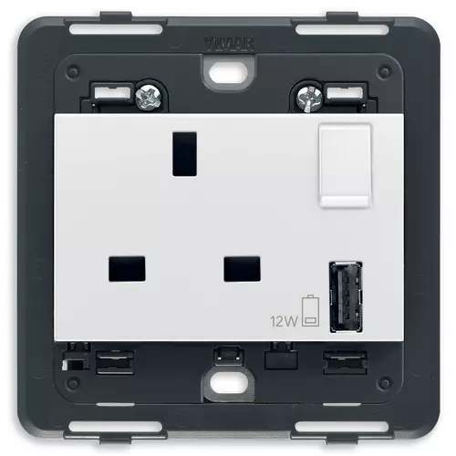 Vimar - 20223.A.B - 2P+E13ABS socket+switch +A-USB white