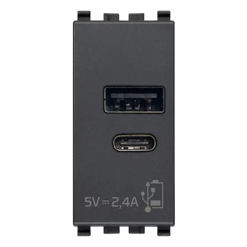 Vimar - 20292.AC - Alimentatore USB A+C 12W2,4A5V 1M grigio