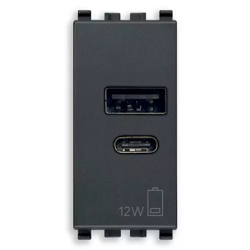 Vimar - 20292.AC - Alimentation USB A+C 12W2,4A5V 1M gris