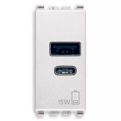 Vimar - 20292.AC.15.B - Μονάδα ισχύος USB A+C 15W 5V 1M λευκό