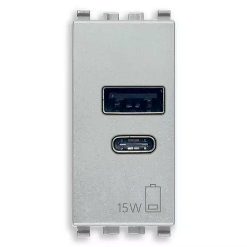 Vimar - 20292.AC.15.N - Netzgerät USB A+C 15W 5V 1M Next