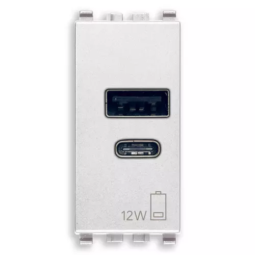 Vimar - 20292.AC.B - A+C-USB supply unit 12W2,4A5V 1M white