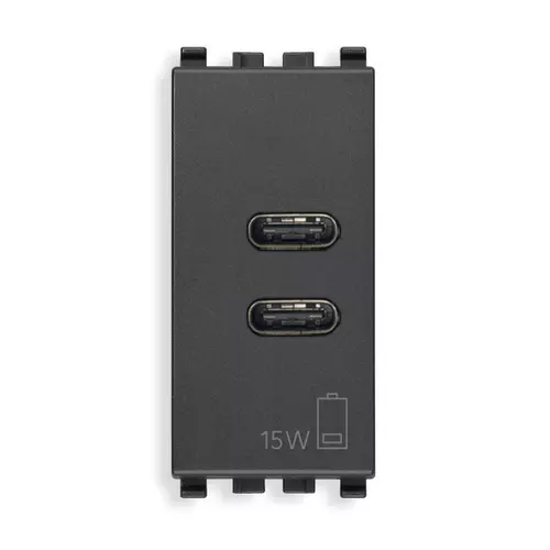 Vimar - 20292.CC - Alimentatore USB C+C 15W 3A 5V 1M grigio