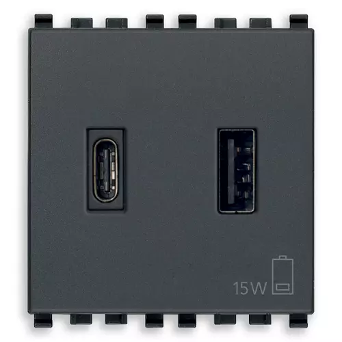 Vimar - 20295.AC - A+C-USB supply unit 15W 3A 5V 2M grey