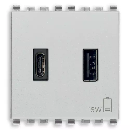 Vimar - 20295.AC.N - USB-Netzgerät A+C 15W 3A 5V 2M Next