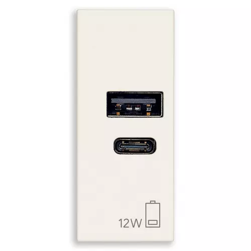Vimar - 30292.ACB - Alimentador USB A+C 12W 2,4A 5V blanco