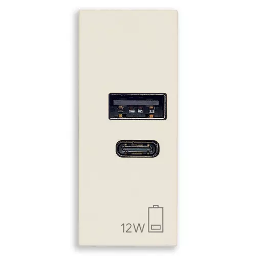 Vimar - 30292.ACC - Alimentador USB A+C 12W 2,4A 5V cáñamo
