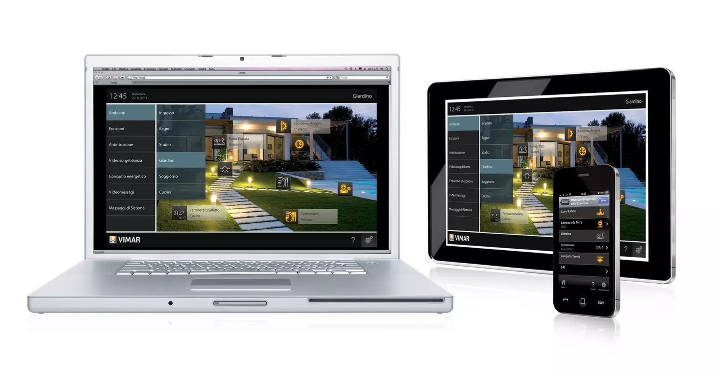 Vimar domotica Plug&Play controllabile da remoto via internet attraverso PC, smartphone o tablet